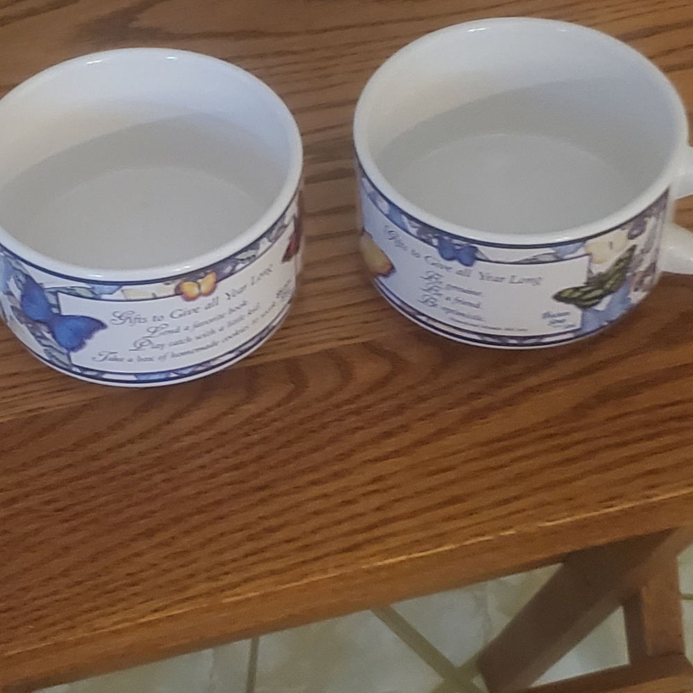 Chicken Soup For The Soul Butterflies Coffee Cocoa Soup Mugs Set Of 2 / 2000
